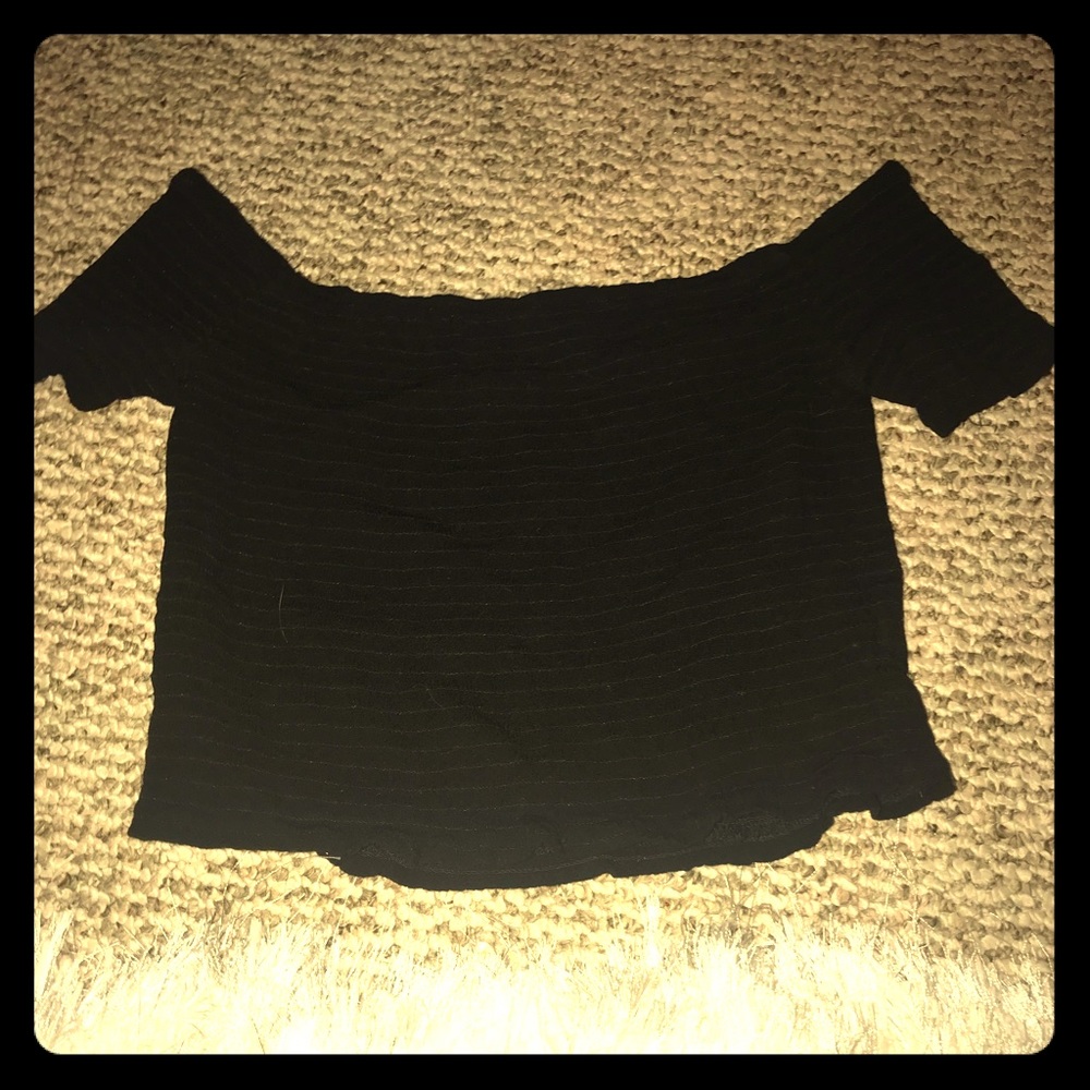 Black off the shoulder crop top
